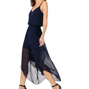 Vince‎ Camuto Sleeveless Chiffon Crop Jumpsuit in Navy Size 2